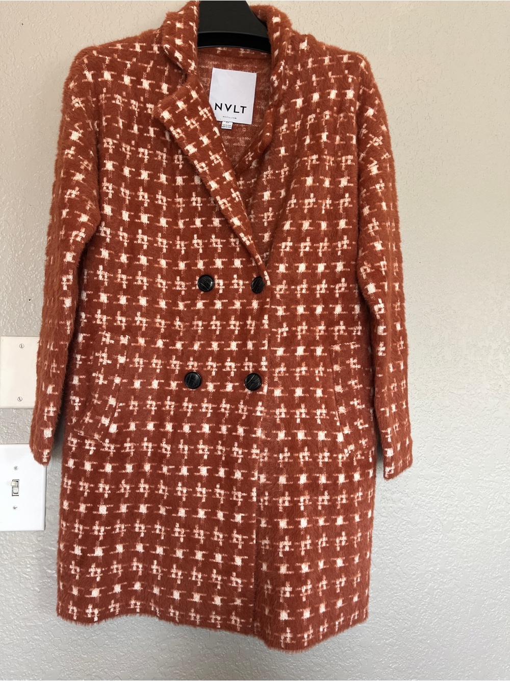 NVLT Rust and Cream Double-Breasted Pea Coat